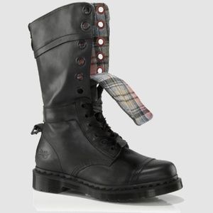 Dr Martens Grey Mid Calf Lace Up Boots Sz 8